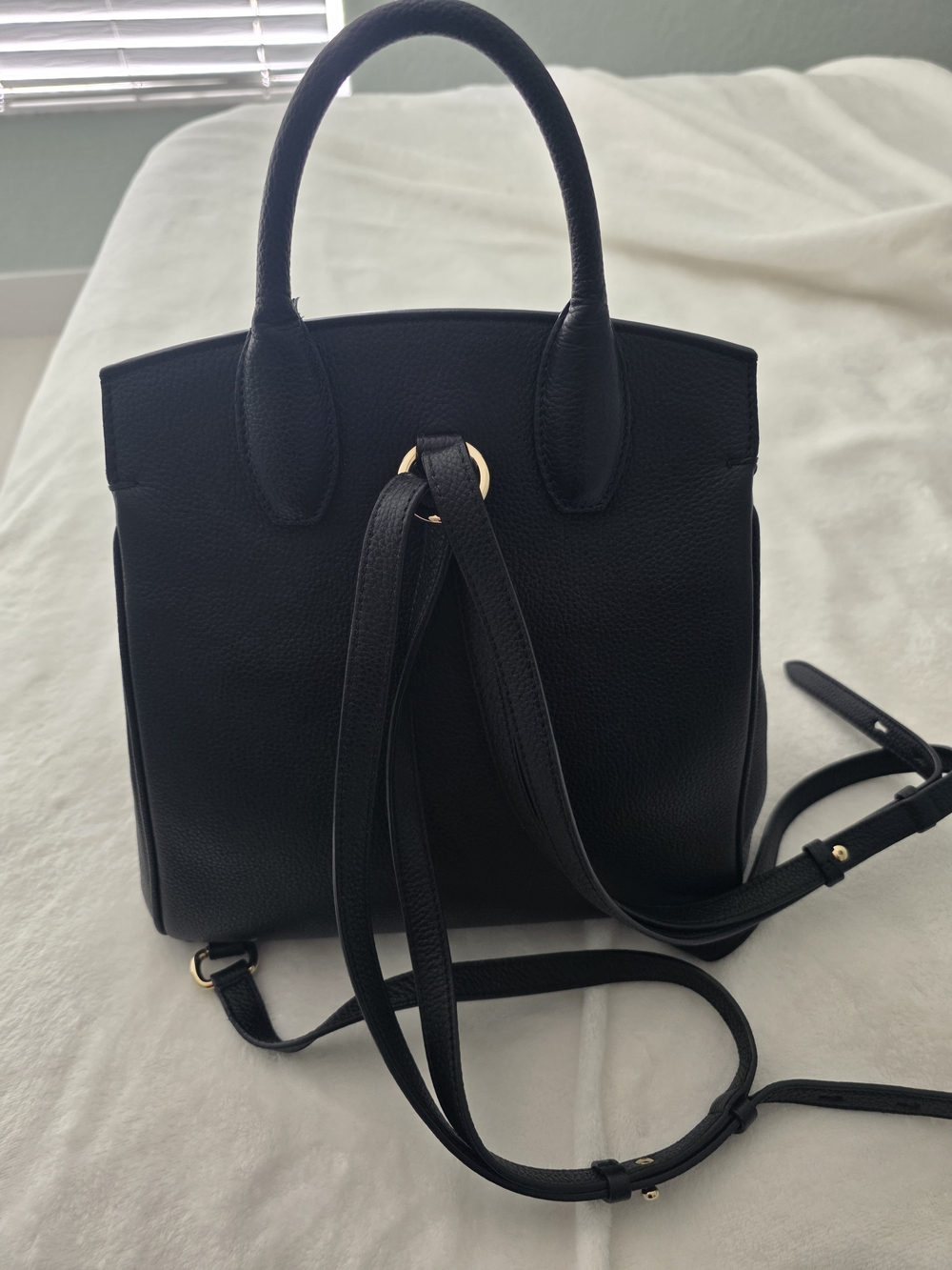 Salvatore Ferragamo Black Leather Satchel with Gold Hardware - Picture 2 of 5